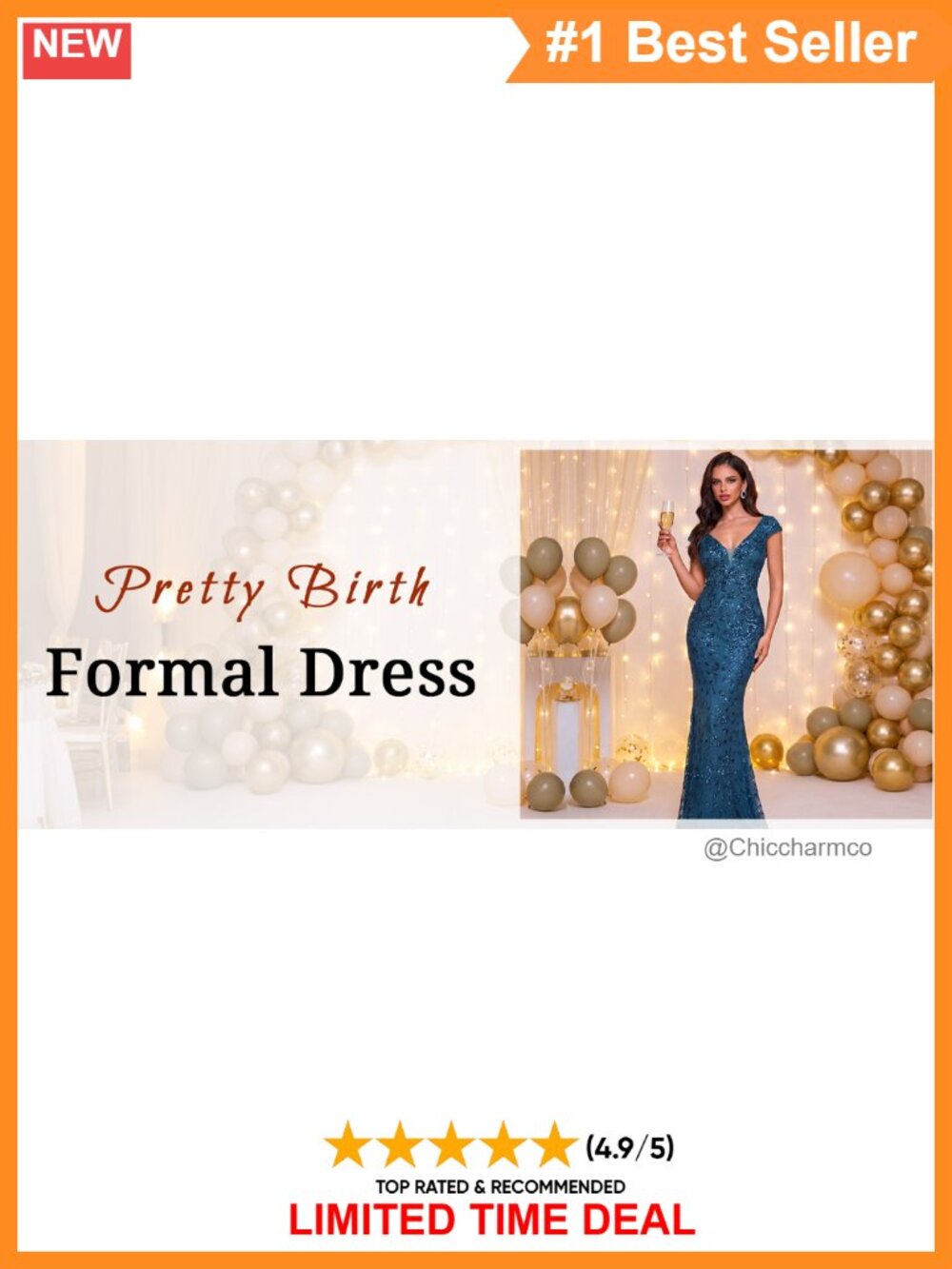 Mermaid Maxi Dress Embroidered Sequin V-Neck Cap Sleeve Formal Gown - Picture 6 of 6